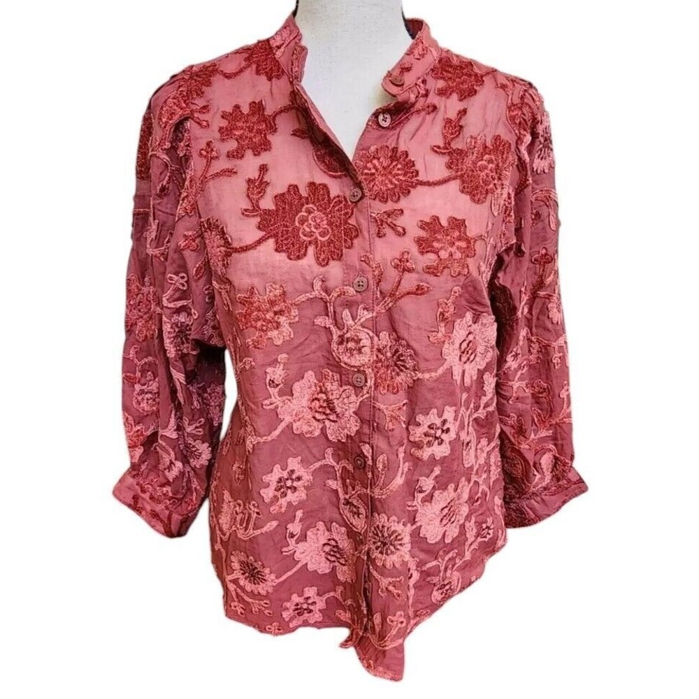 Pilcro Anthropologie Wine Blouse Size XS NWT MSRP $148 Slightly Sheer Velvet